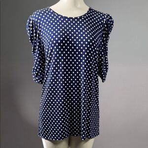 Leo & Nicole Navy Polka Dot Blouse (rack11)
